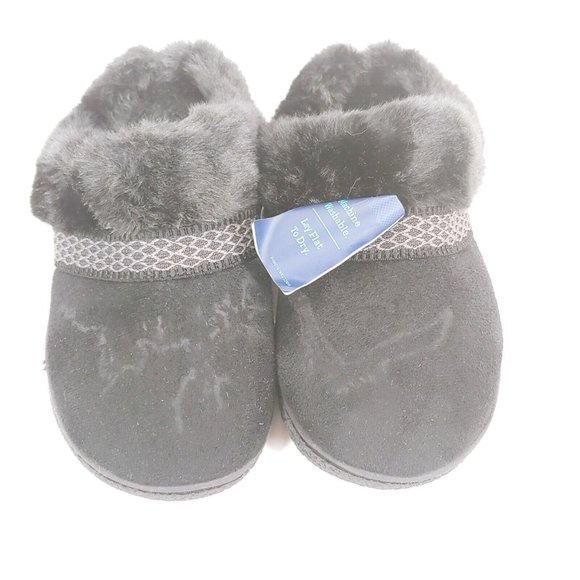 Isotoner Womens Mallory Microsuede Hoodback Slippers Clogs Faux Fur Black 6.5-7 - Picture 3 of 11